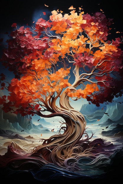 Modern Art Oil Painting of large tree of life