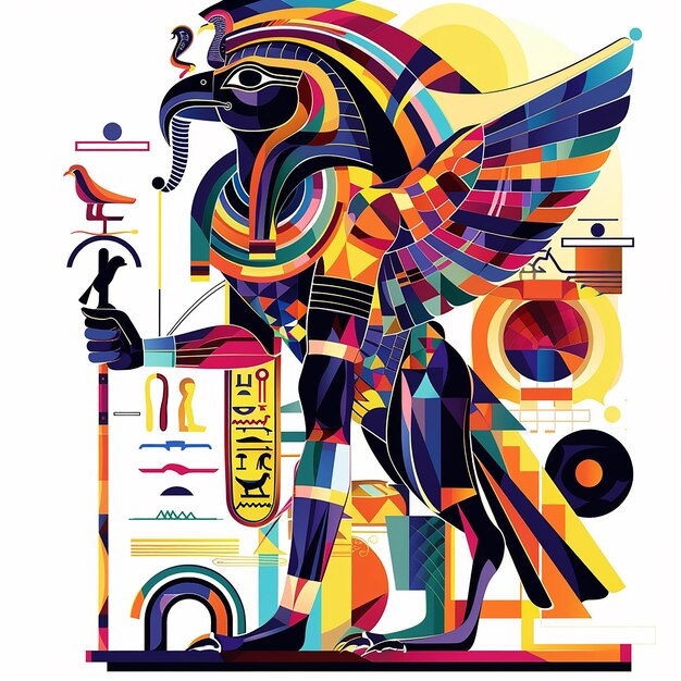 Photo modern artwork in a style of colorful graffiti showing the egyptian god of art thoth in cairo street