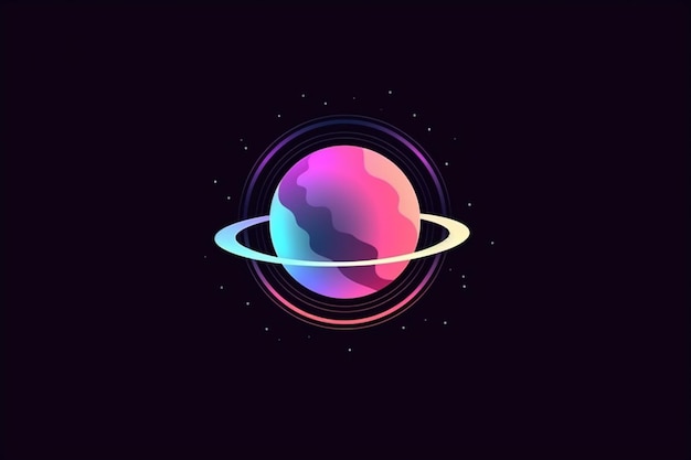 Photo modern aturn planet logo with luxury gradient color