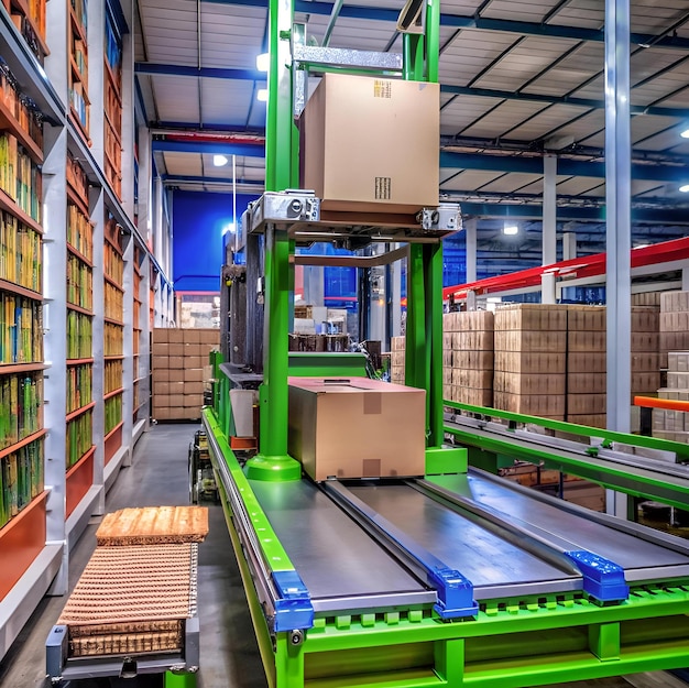 A modern automated conveyor system in a warehouse designed for efficient package distribution