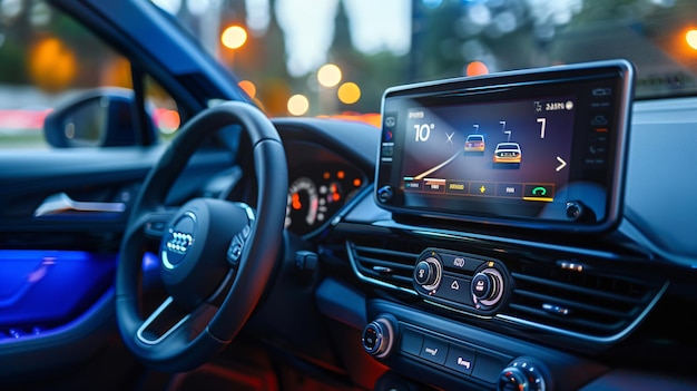 Photo modern automotive head unit in car interior