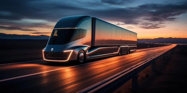 modern autonomous truck on the highway