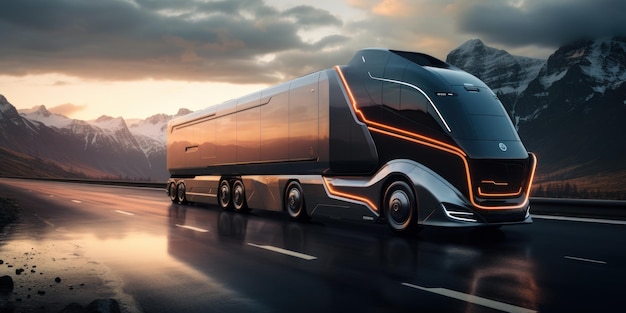 modern autonomous truck on the highway