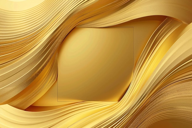 A modern background featuring dynamic waves and abstract gold square patterns Generated AI