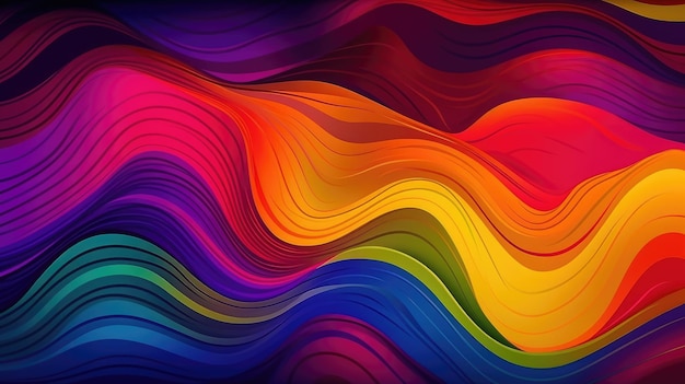 Modern background of rainbow gradients and curves with fluid liquid motion with generative ai