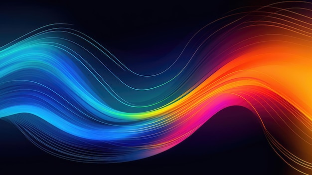 Modern background of rainbow gradients and curves with fluid liquid motion with generative ai