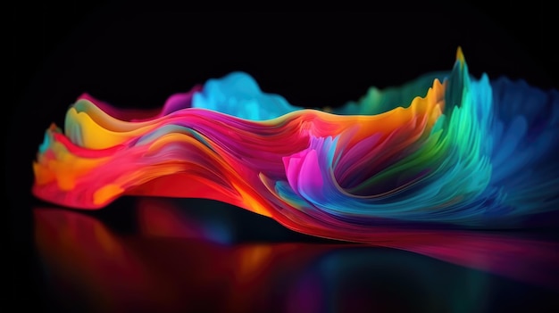 Modern background of rainbow gradients and curves with fluid liquid motion with generative ai