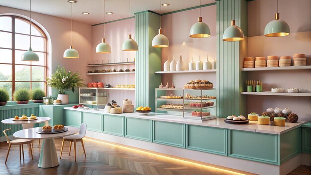 Photo modern bakery dessert bar with pastel walls