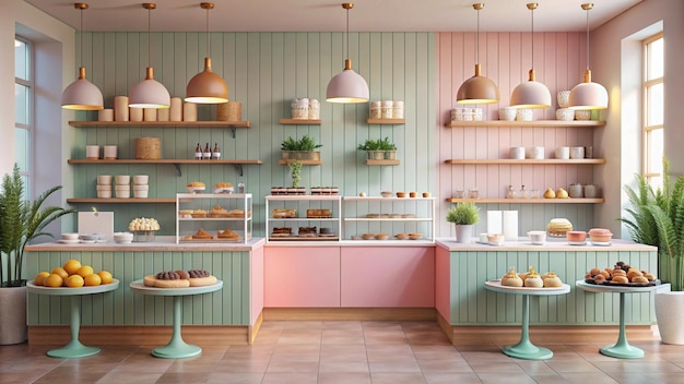 Photo modern bakery dessert bar with pastel walls