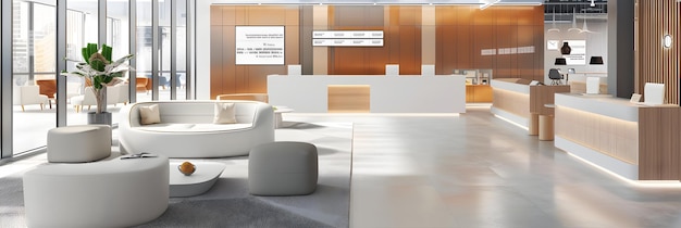 Photo modern bank lobby with sleek design and advanced technology for seamless customer experience