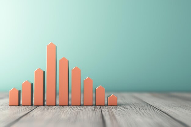 Photo a modern bar graph design showcasing growth and data analysis against a minimalistic turquoise background