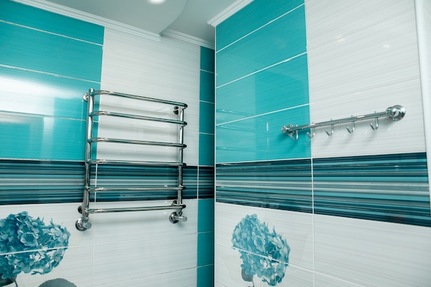 Modern bathroom design in blue.