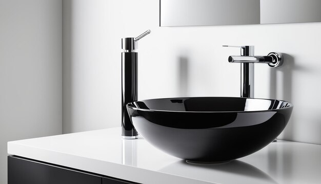 Modern Bathroom Design with Stylish Black Ceramic Sink