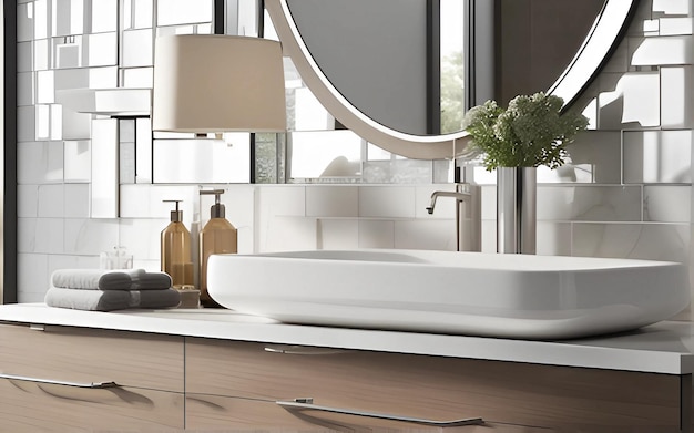 Modern bathroom interior sink design white sink minimal concept