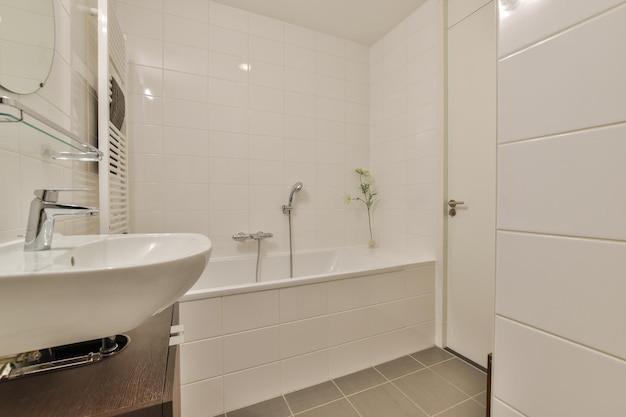 Modern bathroom with shower and sink