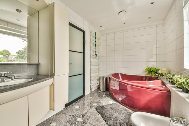 Modern bathroom with window at home