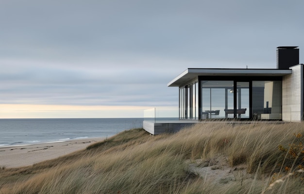 Photo modern beach house on dune