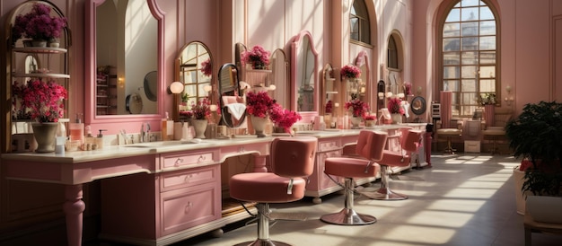 Modern beauty salon with places for makeup artist