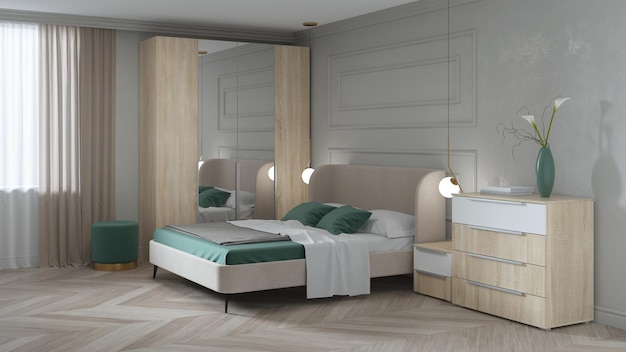 Modern bedroom interior Idea for design 3D rendering