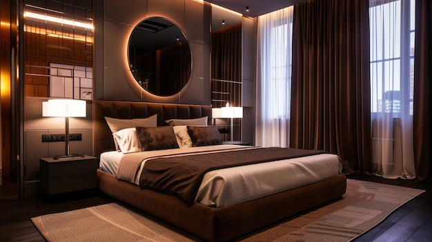 modern bedroom interior with bed Comfortable bed contemporary bedroom