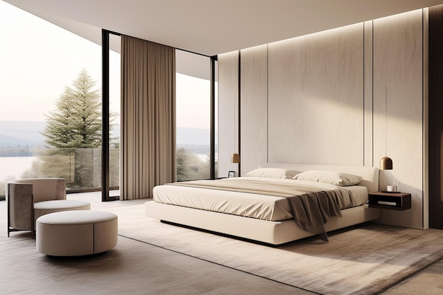 Modern bedroom mockup with decorative elements