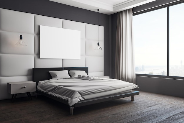 Modern bedroom with billboard