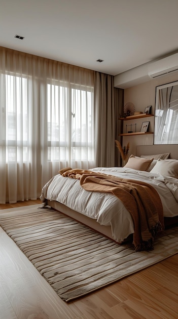 Modern Bedroom With Large Bed and Window