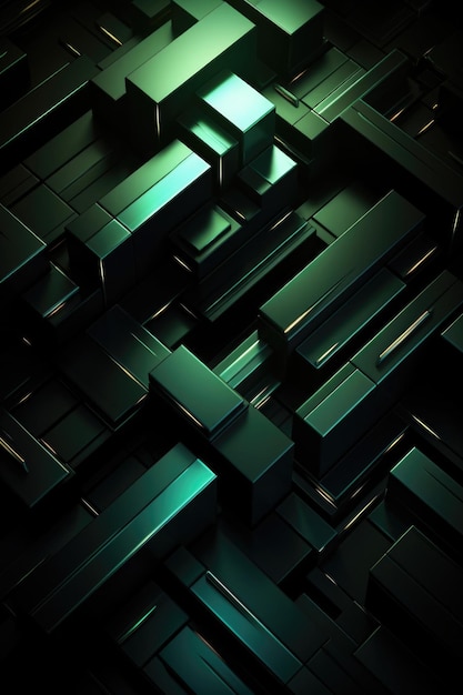 Modern Black Background with Shiny Green Geometric Lines