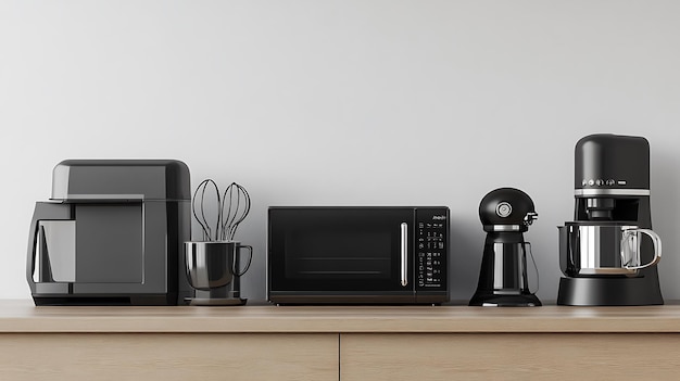 Modern Black Coffee Machine in a Stylish Kitchen with Cup Sleek Home Appliance Closeup