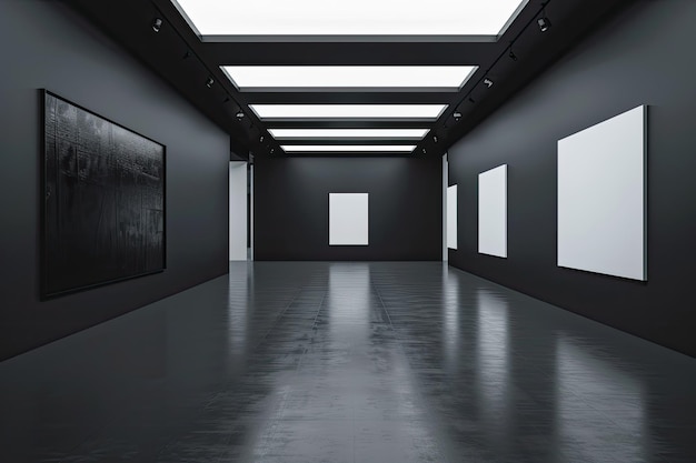 Modern black gallery interior