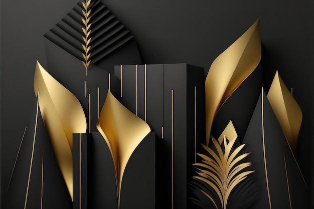 Modern black and gold backdrop for your designs generative ai