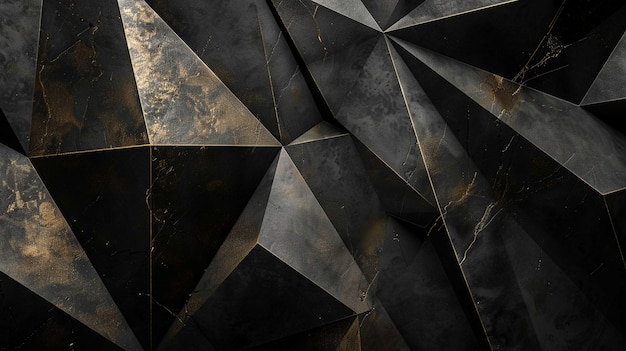 Modern Black and Gold Polygonal Shapes Abstract Background