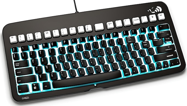 Modern Black Keyboard with Blue Backlit Keys