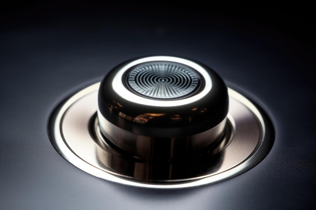 Modern black round shaped button with brightsign Hardware equipment concept Generative AI