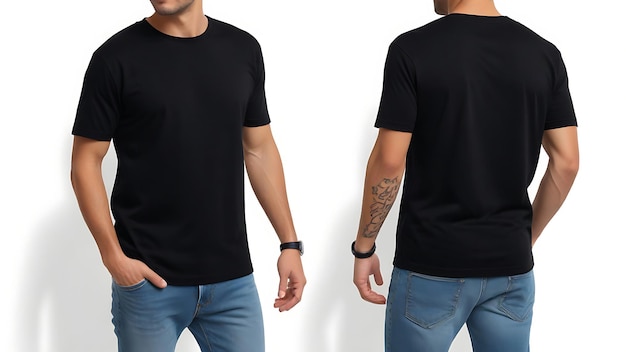 Modern Black Tee Mockup Worn by Man