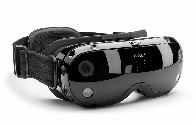 Photo modern black virtual reality headset with adjustable straps and sleek design on white background