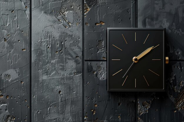 Photo modern black wall clock on textured surface