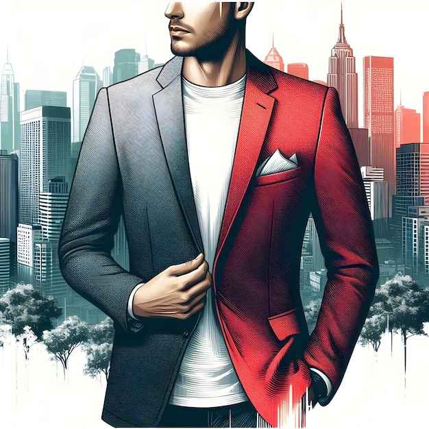 Modern Blazer Fashion Against Cityscape