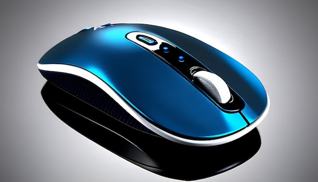 Modern Blue Wireless Computer Mouse