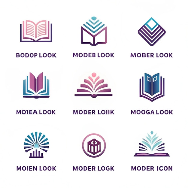 Photo modern book logo collectionset of bookstore logos