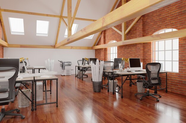 Modern bright coworking office interior