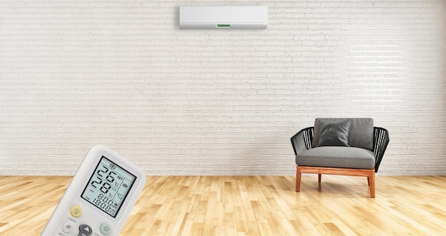 Modern bright interiors Living room with air conditioning illustration 3D rendering computer generated image