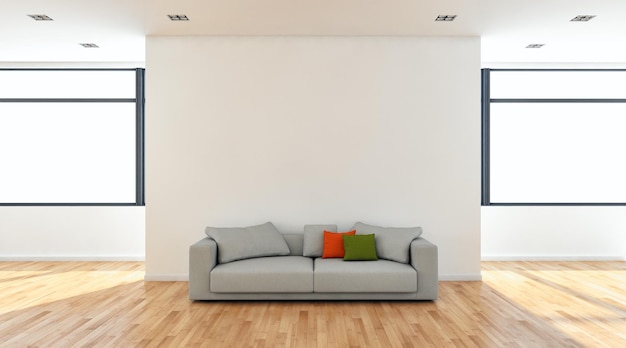 Modern bright interiors room 3D rendering illustration