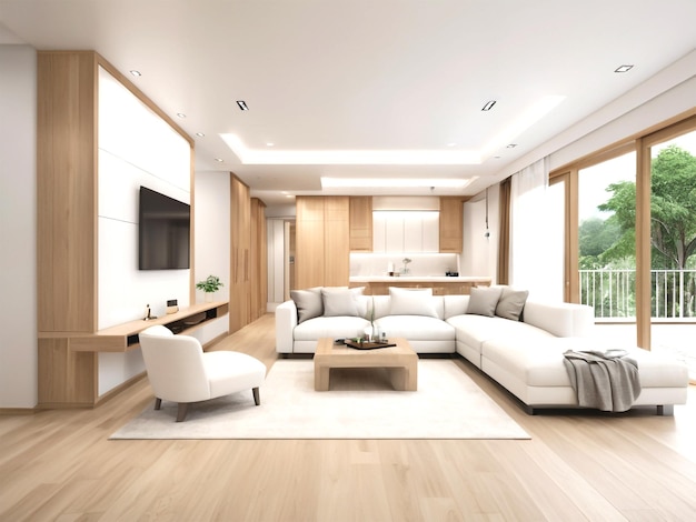 Modern bright interiors room