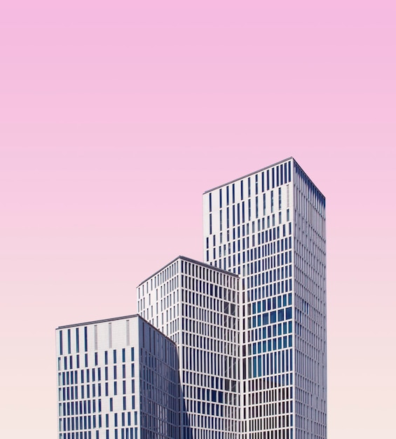 Modern building against colored background