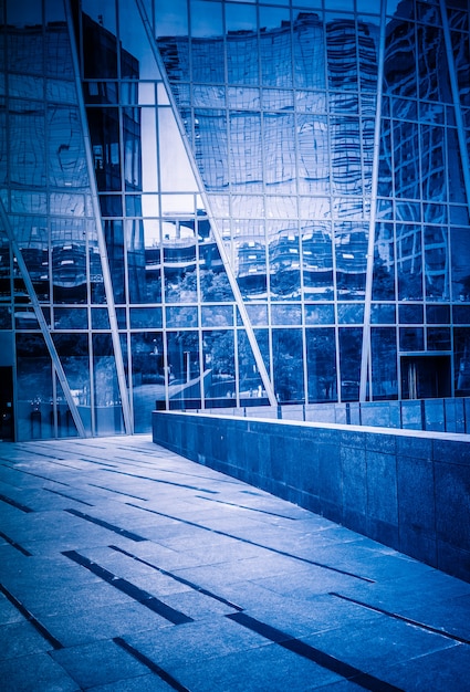 modern building exterior,blue toned image.