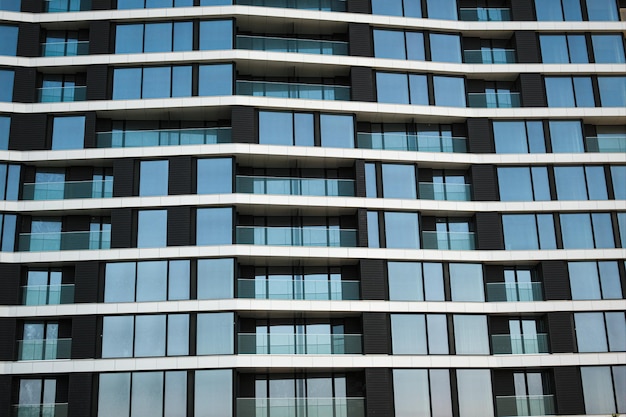 Modern building fragment Windows and balcony High tech style architecture