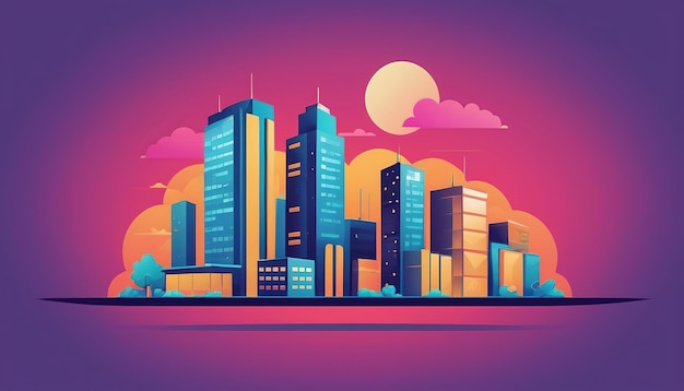 Modern Building Icon in Flat Style Vector Art