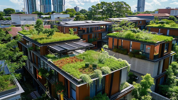 Modern building with a lush green roof