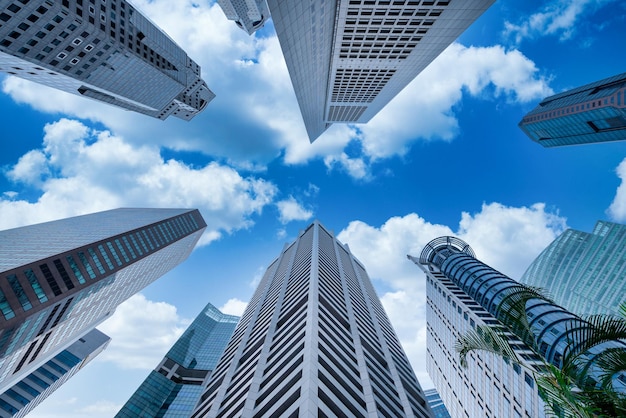 Modern buildings on blue sky in downtown at Singapore